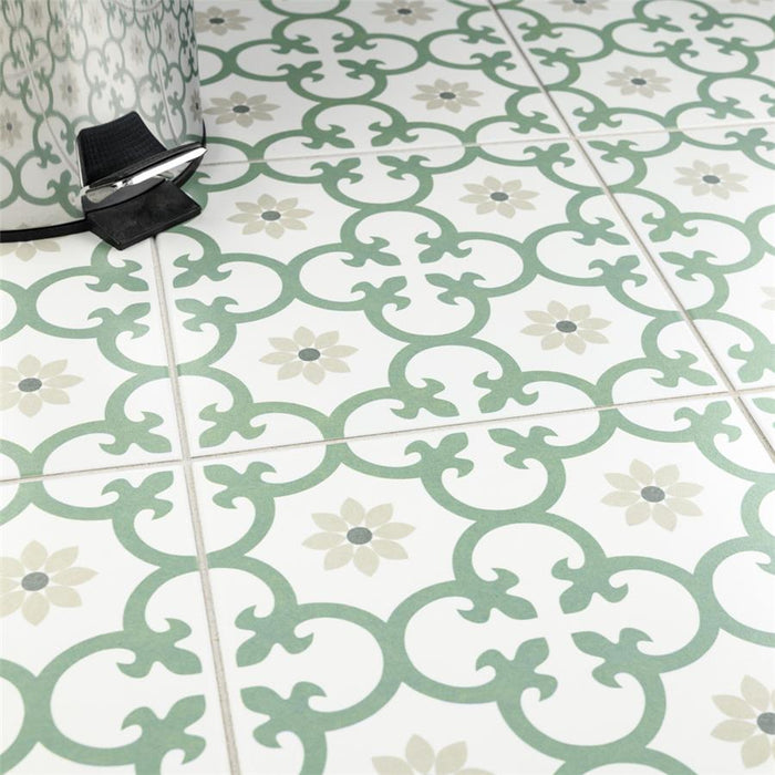 SomerTile - Daria 10" x 10" Porcelain Tile - Kale floor installation