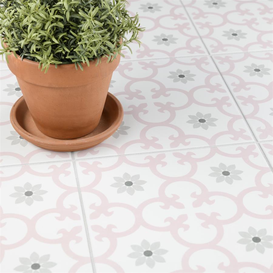 SomerTile - Daria 10&quot; x 10&quot; Porcelain Tile - Rose floor installation