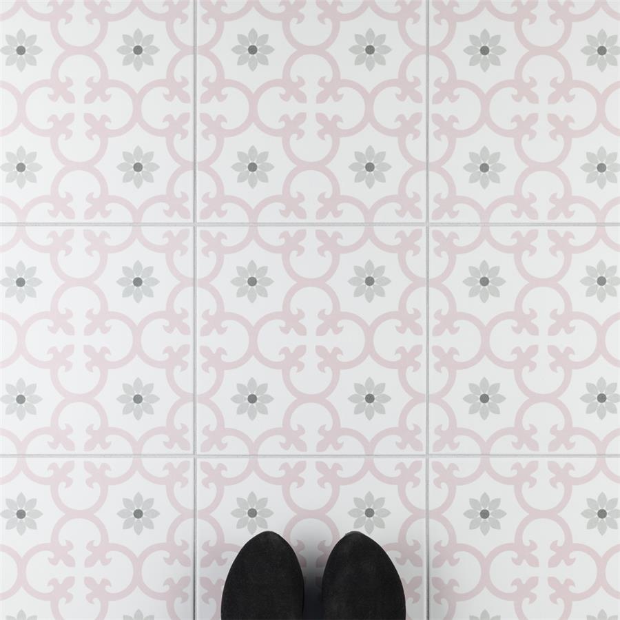 SomerTile - Daria 10&quot; x 10&quot; Porcelain Tile - Rose floor installation