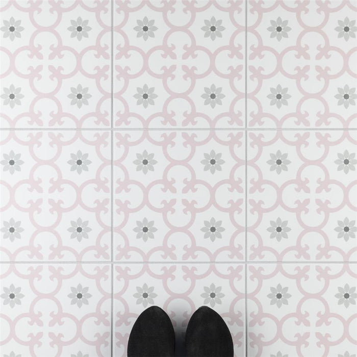SomerTile - Daria 10" x 10" Porcelain Tile - Rose floor installation