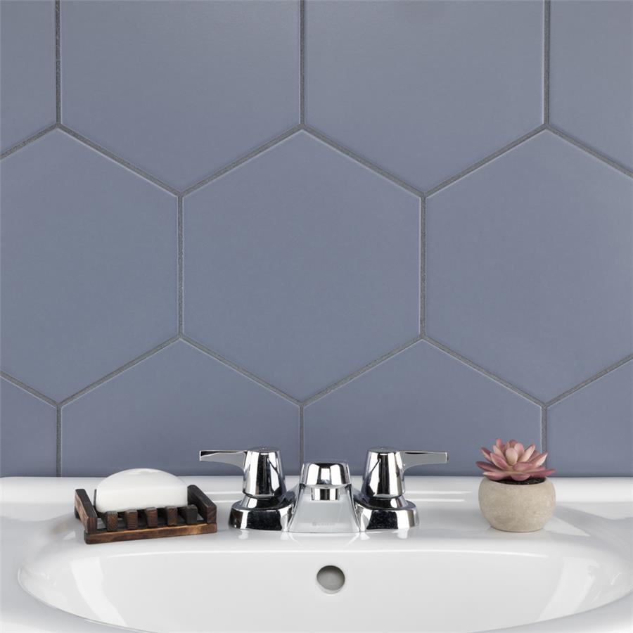 SomerTile - Textile Basic 9&quot; x 10&quot; Porcelain Hex Tile - Ducados wall installation