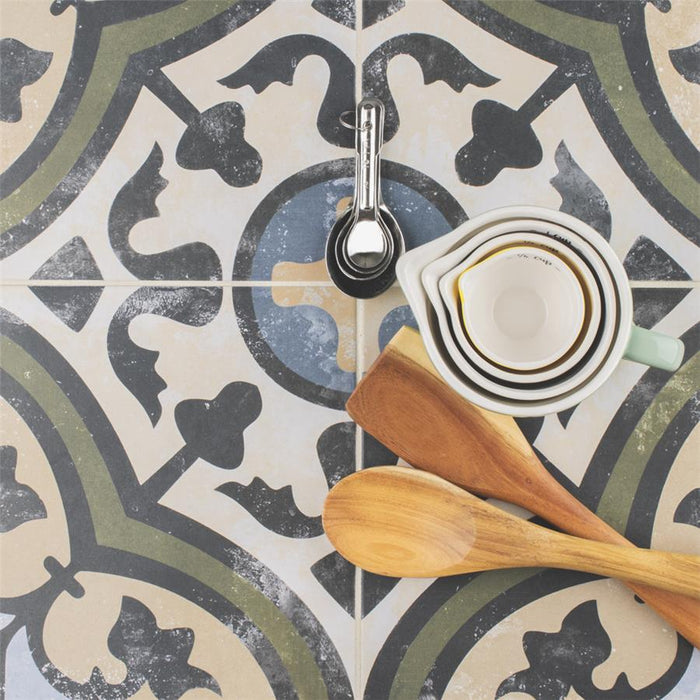 SomerTile - Evoque 10" x 10" Porcelain Tile - Arte Carthusian floor installation
