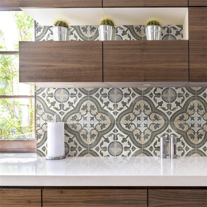 SomerTile - Evoque 10" x 10" Porcelain Tile - Arte Carthusian wall installation