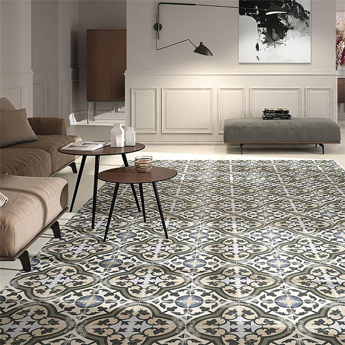 SomerTile - Evoque 10" x 10" Porcelain Tile - Arte Carthusian floor installation
