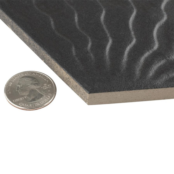 SomerTile - Gaudi 9" x 10" Porcelain Hex Tile - Black