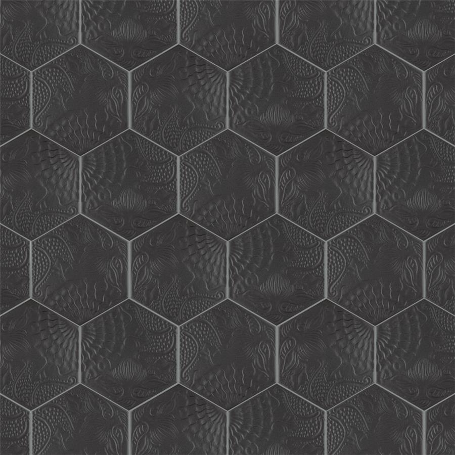 SomerTile - Gaudi 9&quot; x 10&quot; Porcelain Hex Tile - Black