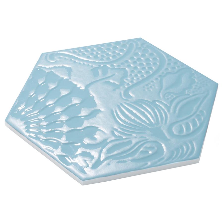 SomerTile - Gaudi Lux 9&quot; x 10&quot; Porcelain Hex Tile - Aqua