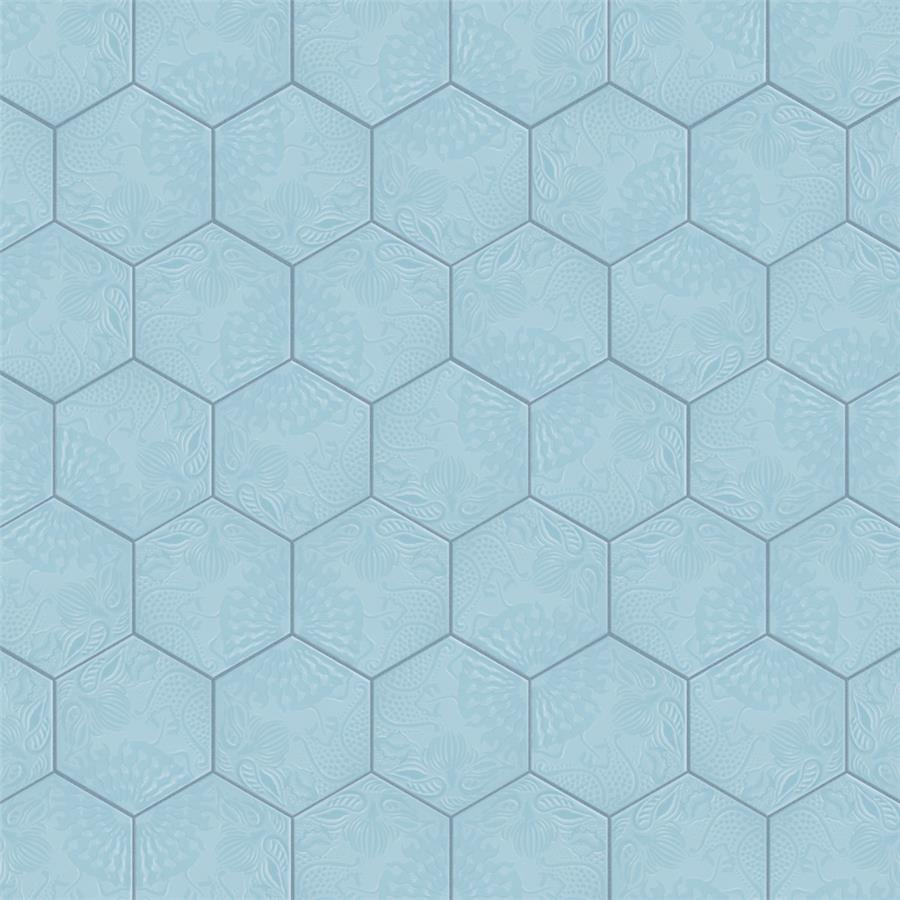 SomerTile - Gaudi Lux 9&quot; x 10&quot; Porcelain Hex Tile - Aqua