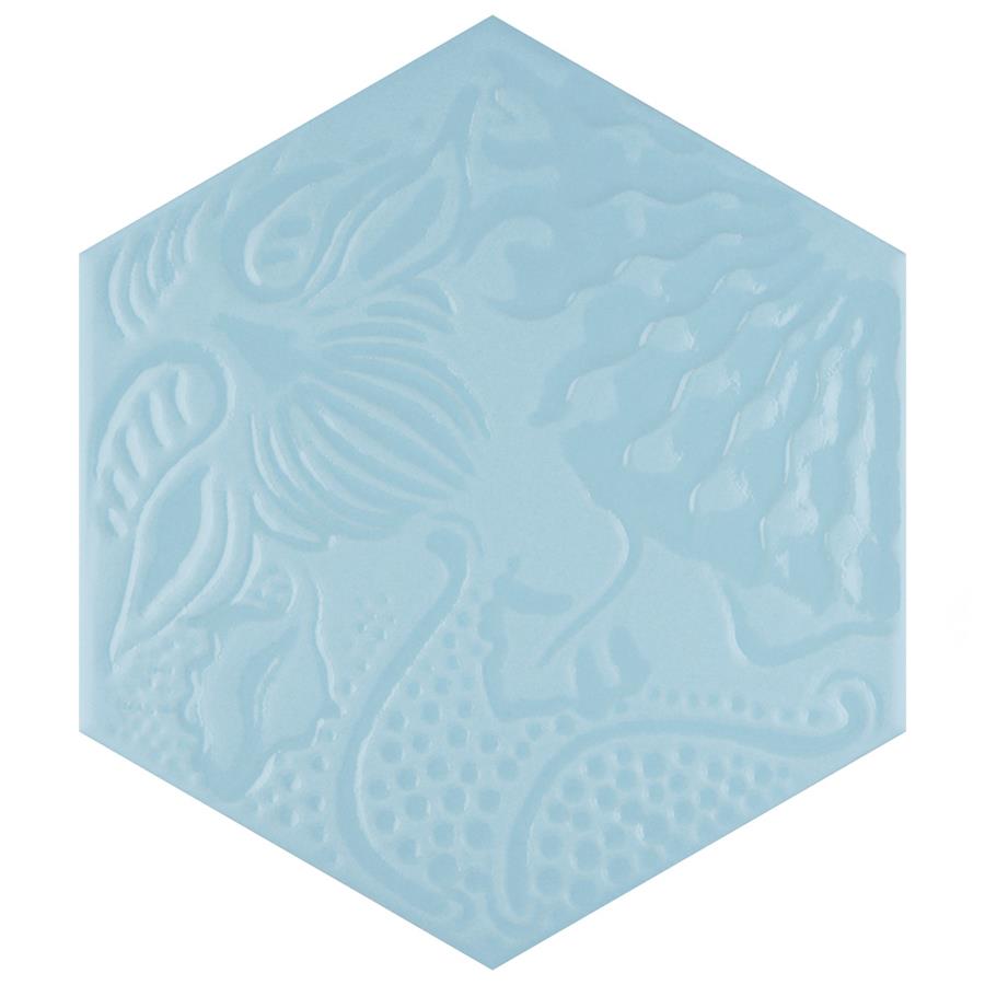 SomerTile - Gaudi Lux 9&quot; x 10&quot; Porcelain Hex Tile - Aqua