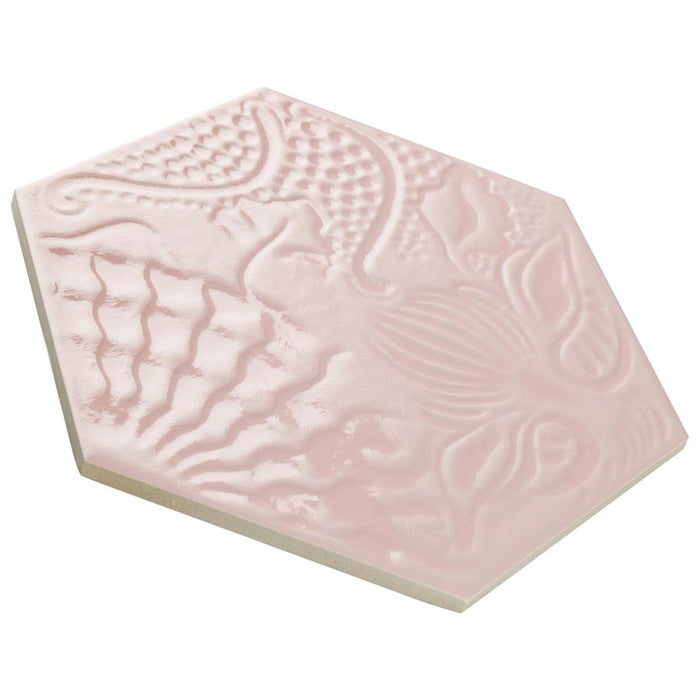 SomerTile - Gaudi Lux 9" x 10" Porcelain Hex Tile - Rose