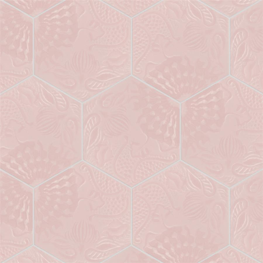 SomerTile - Gaudi Lux 9&quot; x 10&quot; Porcelain Hex Tile - Rose