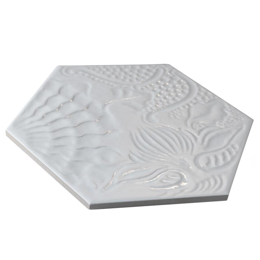 SomerTile - Gaudi Lux 9&quot; x 10&quot; Porcelain Hex Tile - White