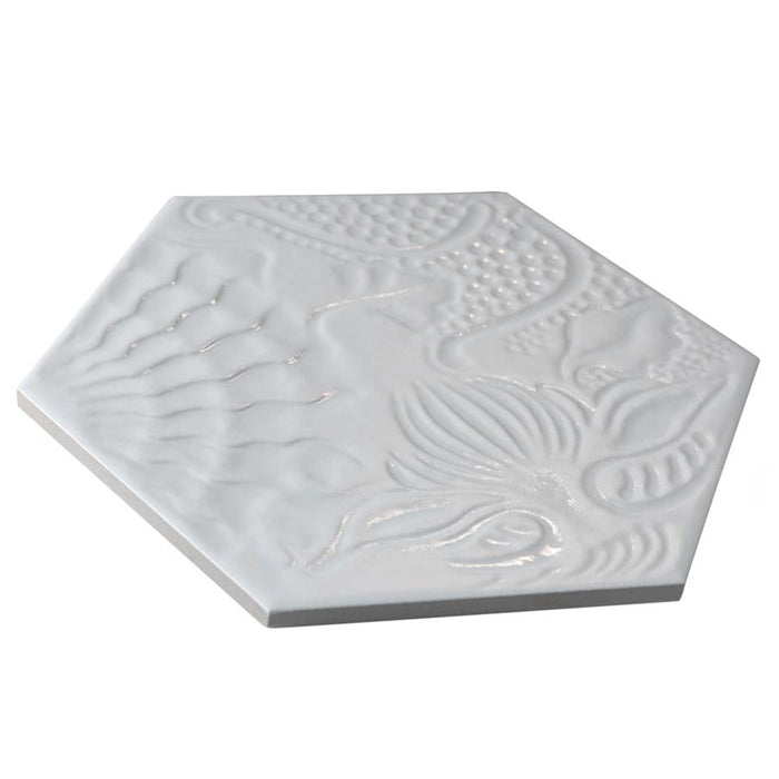 SomerTile - Gaudi Lux 9" x 10" Porcelain Hex Tile - White