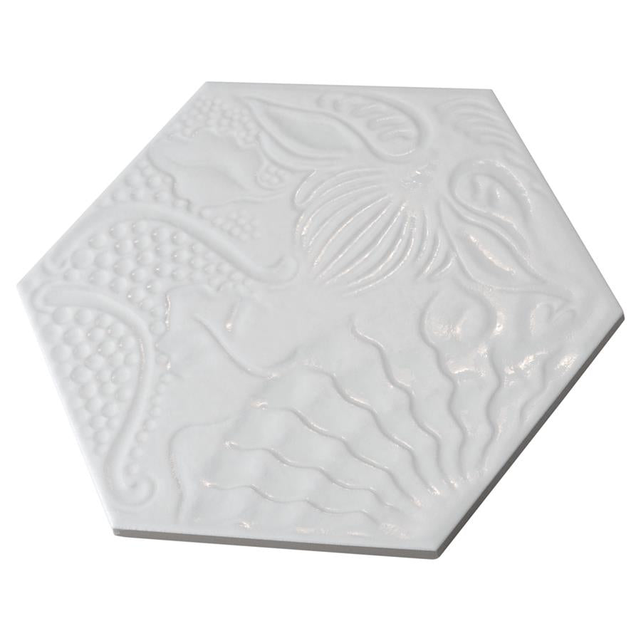 SomerTile - Gaudi Lux 9&quot; x 10&quot; Porcelain Hex Tile - White