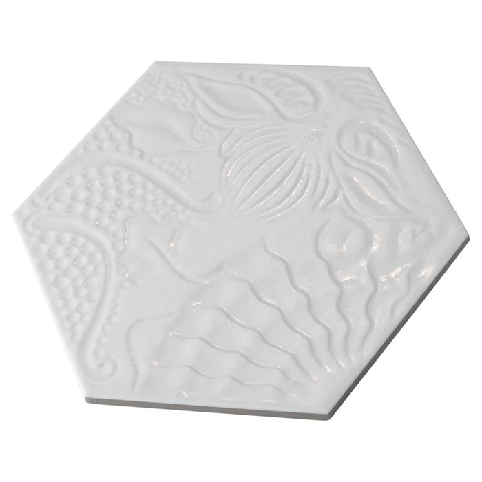 SomerTile - Gaudi Lux 9" x 10" Porcelain Hex Tile - White