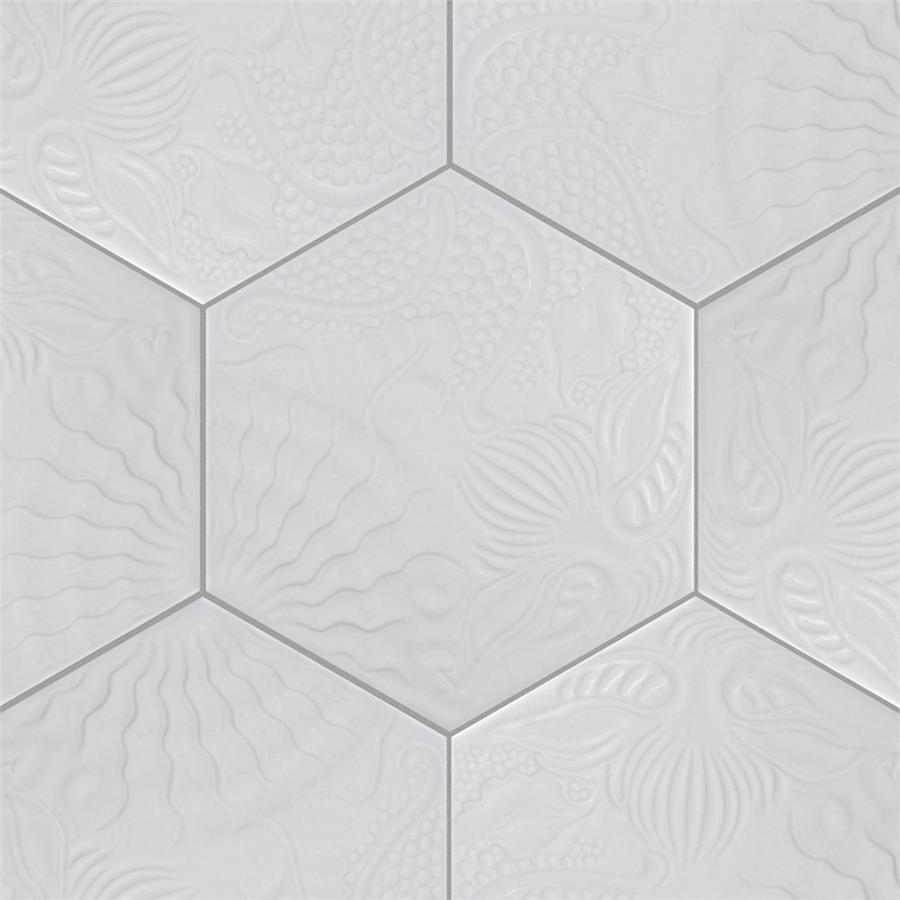 SomerTile - Gaudi Lux 9&quot; x 10&quot; Porcelain Hex Tile - White