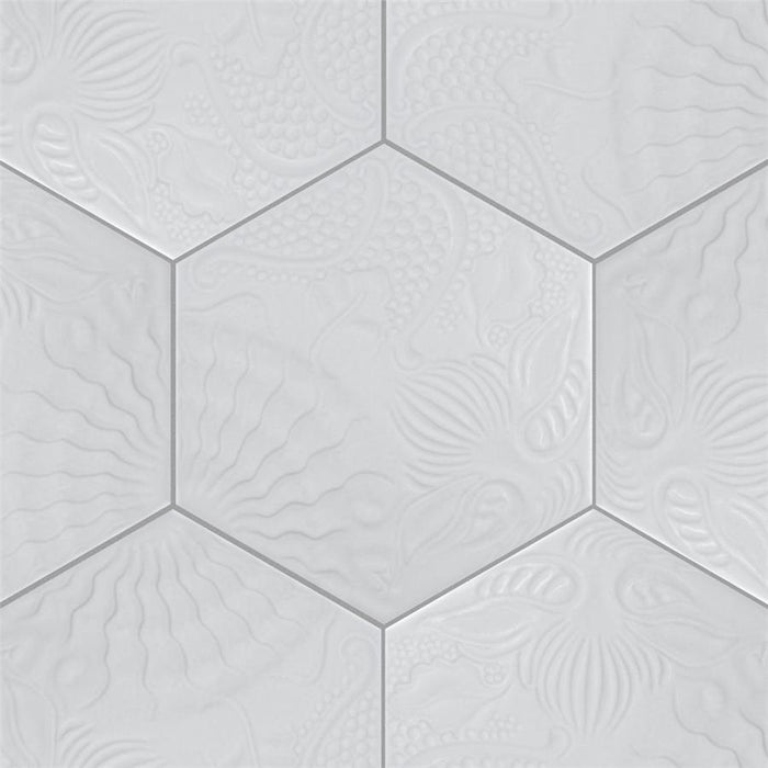 SomerTile - Gaudi Lux 9" x 10" Porcelain Hex Tile - White