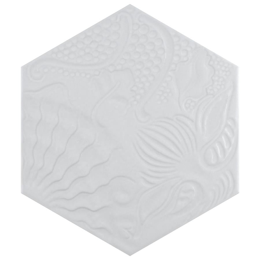 SomerTile - Gaudi Lux 9&quot; x 10&quot; Porcelain Hex Tile - White