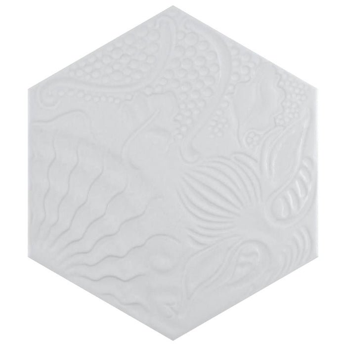 SomerTile - Gaudi Lux 9" x 10" Porcelain Hex Tile - White