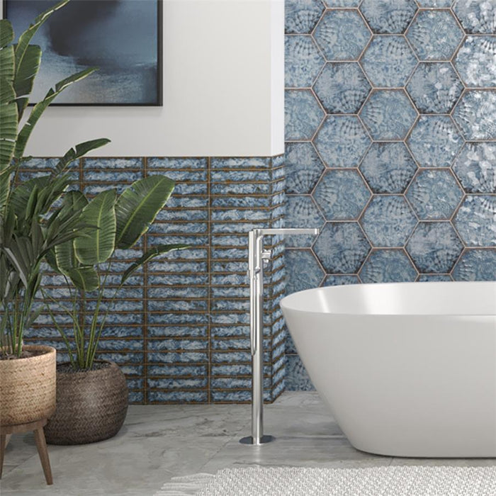 SomerTile - Gaudi React 9" x 10" Porcelain Hex Tile - Marina wall installation