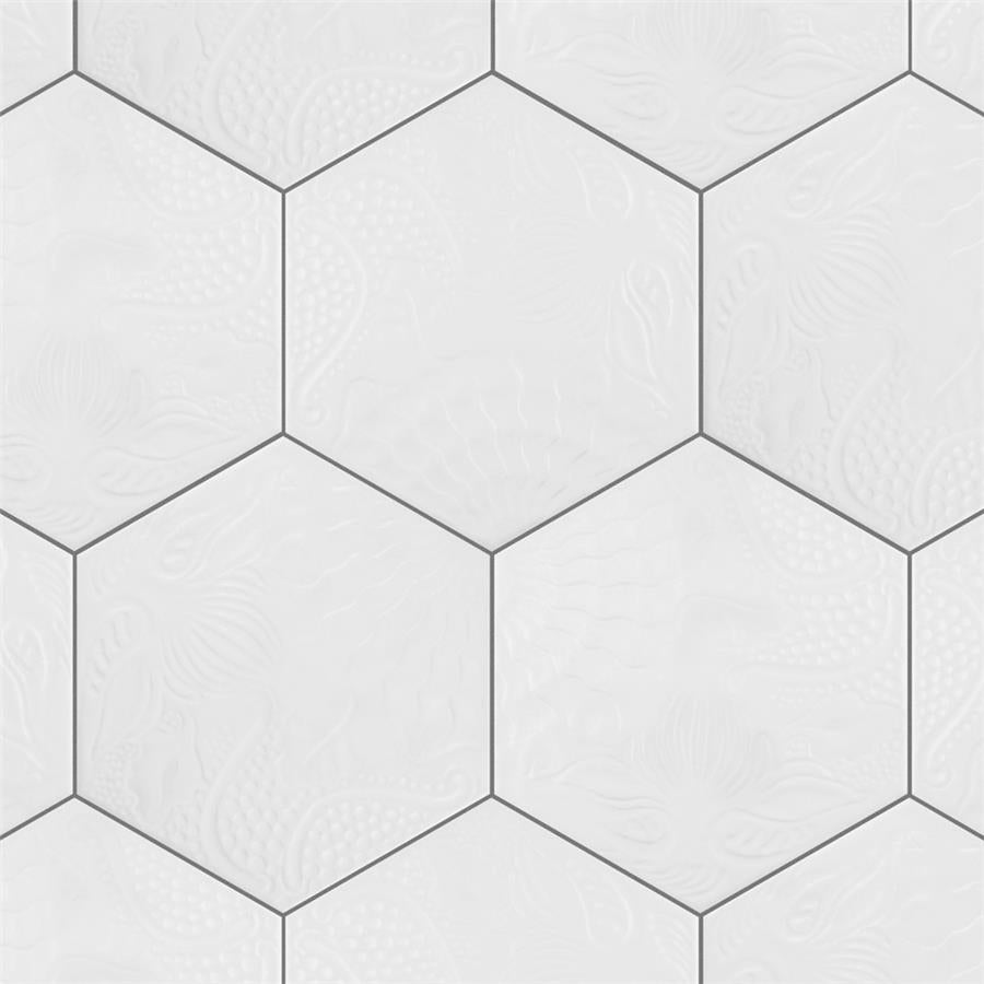 SomerTile - Gaudi 9&quot; x 10&quot; Porcelain Hex Tile - White