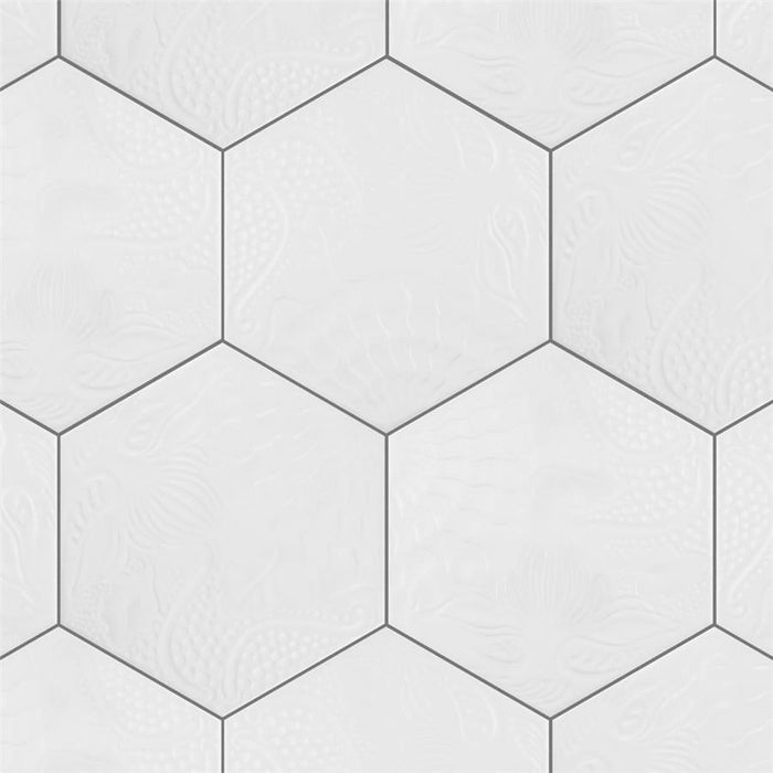 SomerTile - Gaudi 9" x 10" Porcelain Hex Tile - White