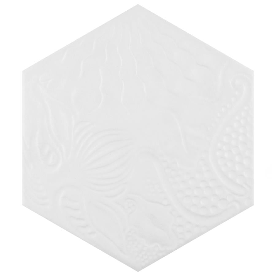 SomerTile - Gaudi 9&quot; x 10&quot; Porcelain Hex Tile - White