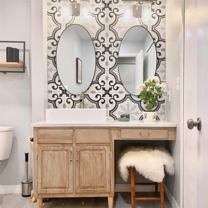 SomerTile - Lacour 10" x 10" Porcelain Tile - Grey wall installation