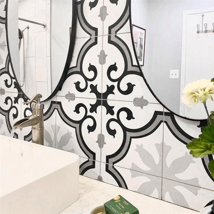 SomerTile - Lacour 10" x 10" Porcelain Tile - Grey wall installation