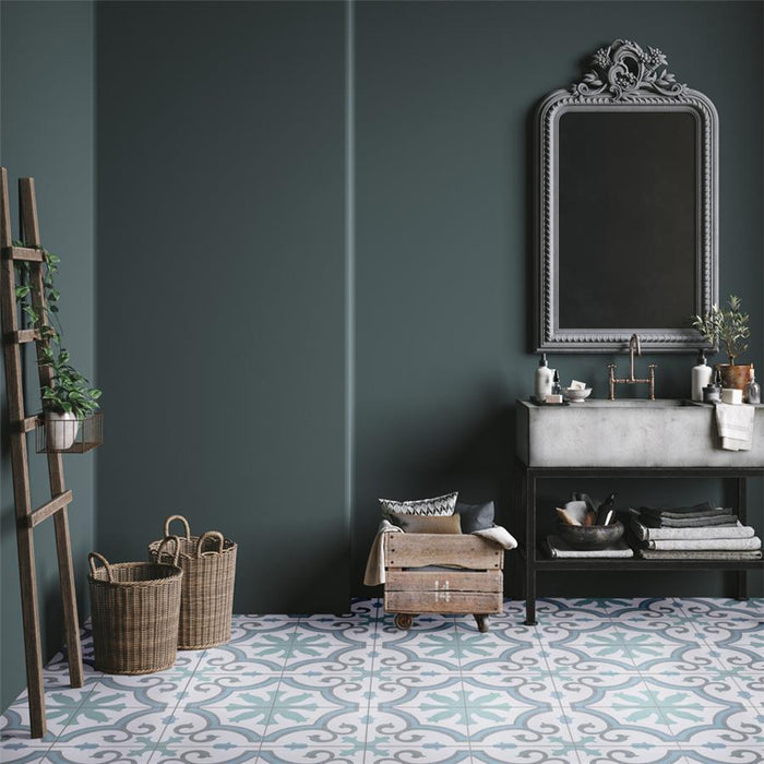 SomerTile - Lacour 10" x 10" Porcelain Tile - Aqua floor installation