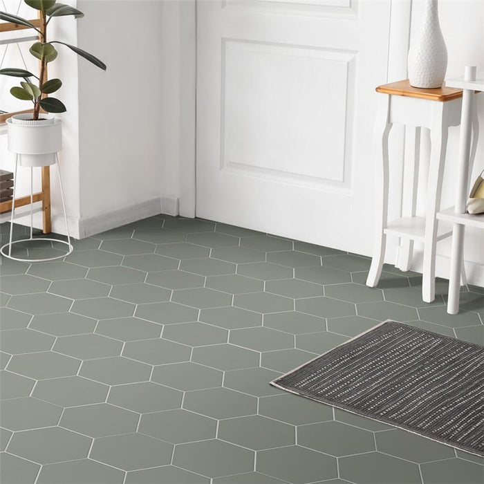 SomerTile - Textile Basic 9" x 10" Porcelain Hex Tile - Moss 3