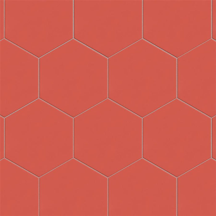 SomerTile - Textile Basic 9" x 10" Porcelain Hex Tile - Red 5