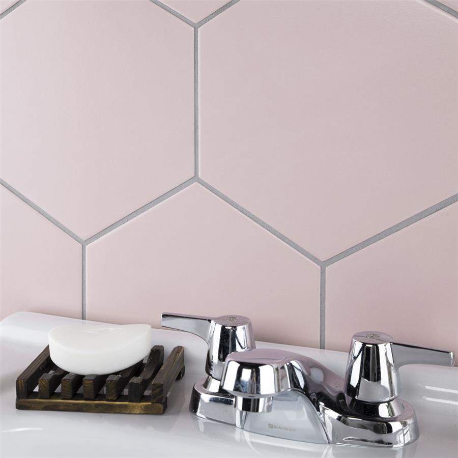 SomerTile - Textile Basic 9&quot; x 10&quot; Porcelain Hex Tile - Rose wall installation