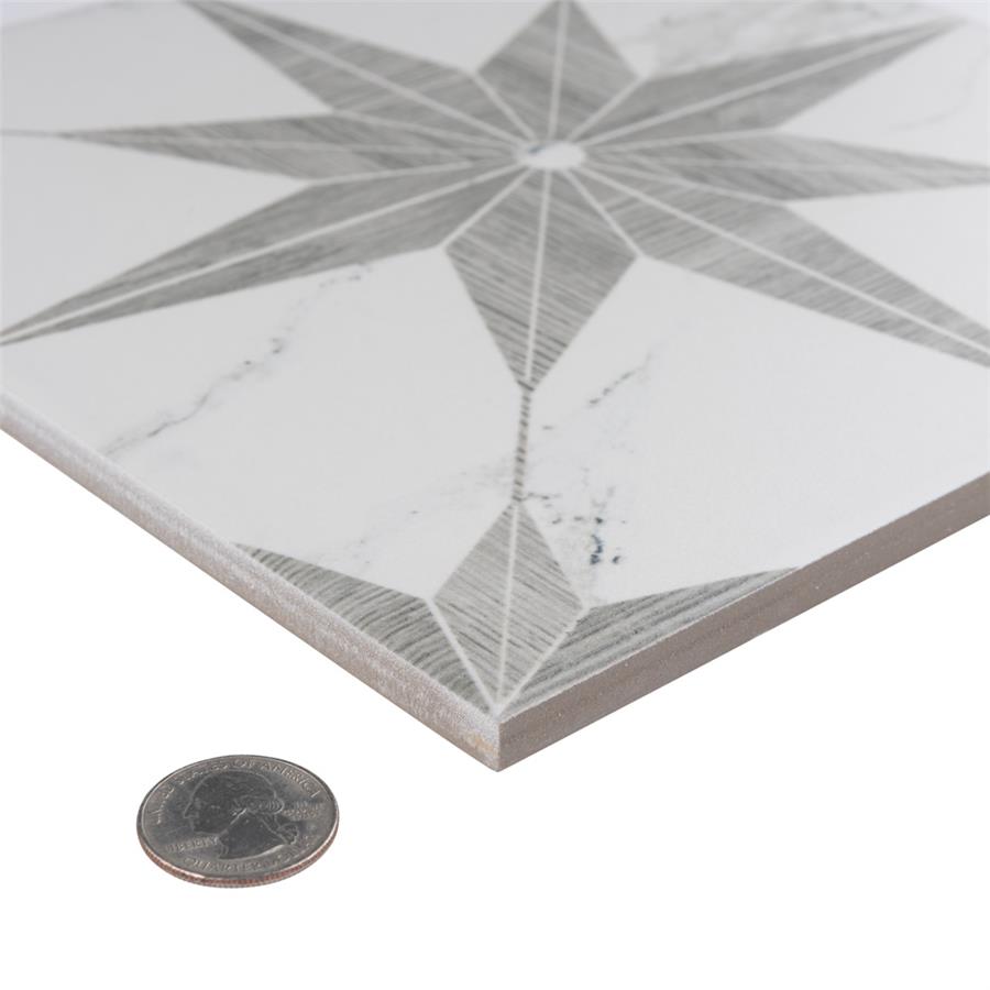 SomerTile - Llama Stella Loire 10&quot; x 10&quot; Porcelain Tile - Silver Smoke