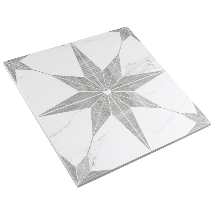 SomerTile - Llama Stella Loire 10&quot; x 10&quot; Porcelain Tile - Silver Smoke