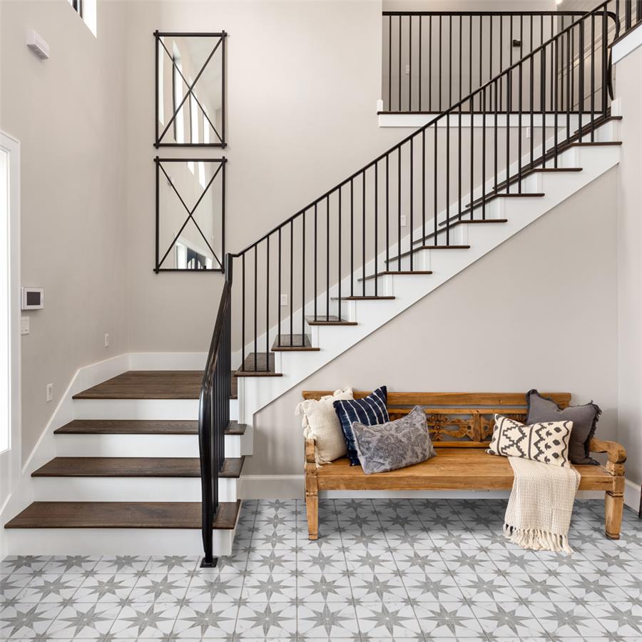 SomerTile - Llama Stella Loire 10&quot; x 10&quot; Porcelain Tile - Silver Smoke floor installation