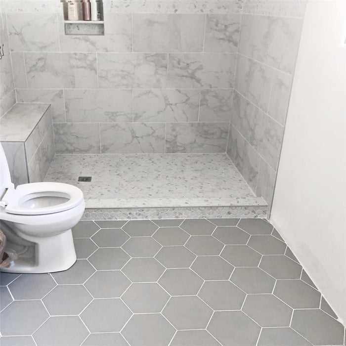 SomerTile - Textile Basic 9" x 10" Porcelain Hex Tile - Silver 4
