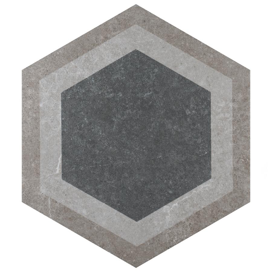 SomerTile - Traffic 9&quot; x 10&quot; Porcelain Hex Tile - Combi Grey