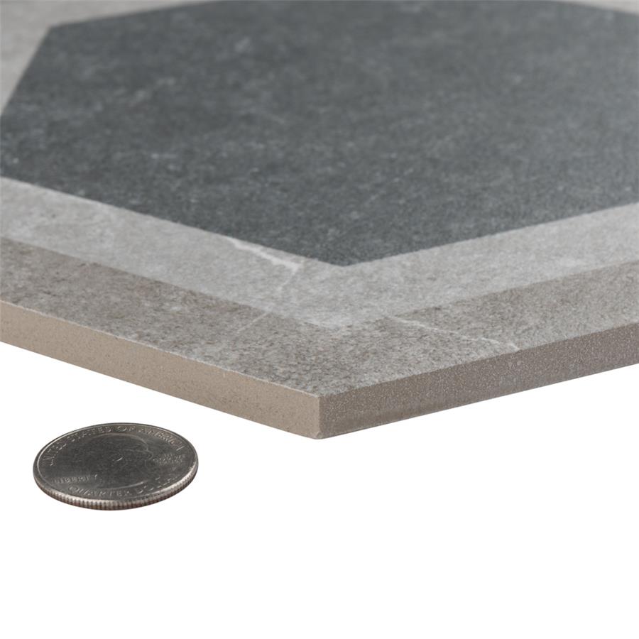 SomerTile - Traffic 9&quot; x 10&quot; Porcelain Hex Tile - Combi Grey