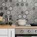 SomerTile - Traffic 9" x 10" Porcelain Hex Tile - Combi Grey wall installation