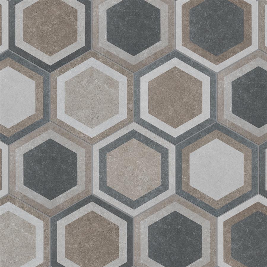 SomerTile - Traffic 9&quot; x 10&quot; Porcelain Hex Tile - Combi Grey