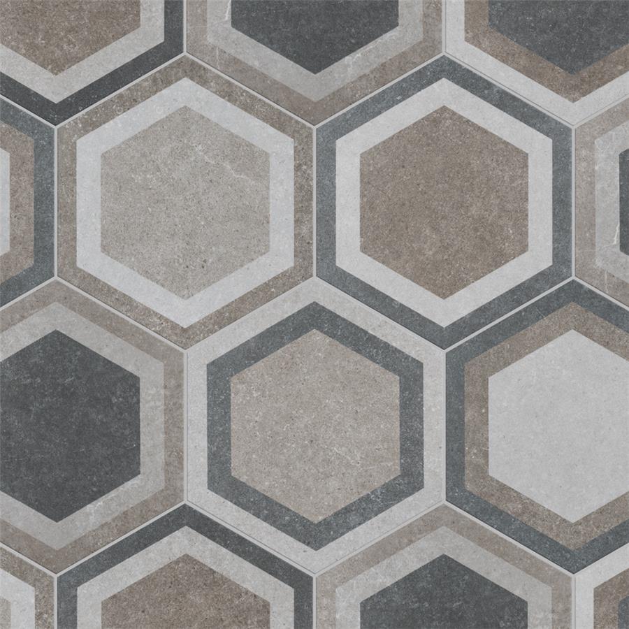 SomerTile - Traffic 9&quot; x 10&quot; Porcelain Hex Tile - Combi Grey