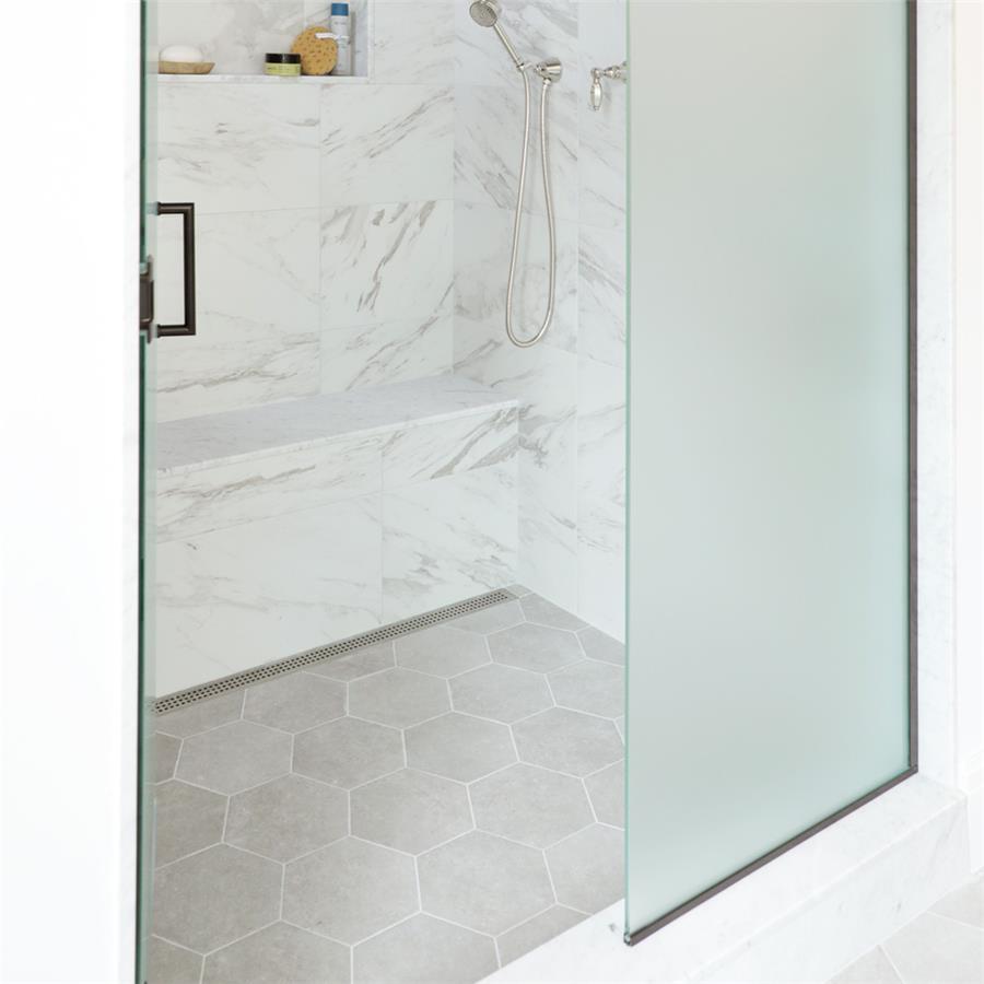 SomerTile - Traffic 9&quot; x 10&quot; Porcelain Hex Tile - Silver floor installation