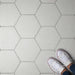 SomerTile - Vintage 9" x 10" Porcelain Hex Tile - Blanco floor installation