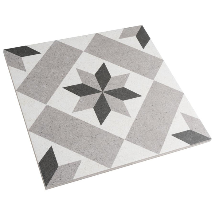 SomerTile - Vintage 10" x 10" Porcelain Hex Tile - Star Grey