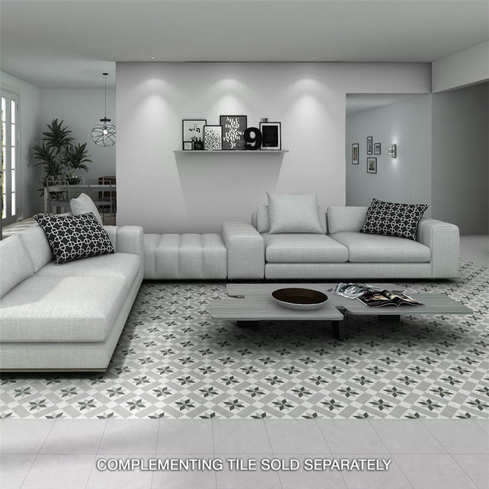 SomerTile - Vintage 10" x 10" Porcelain Hex Tile - Star Grey floor installation