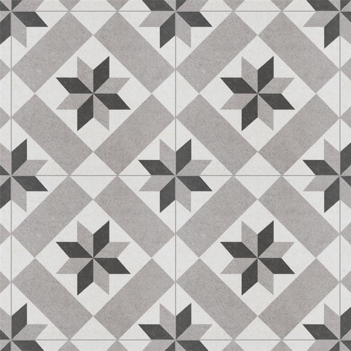 SomerTile - Vintage 10" x 10" Porcelain Hex Tile - Star Grey