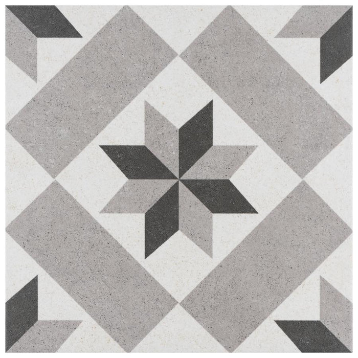 SomerTile - Vintage 10" x 10" Porcelain Hex Tile - Star Grey