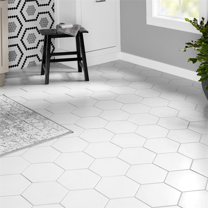 SomerTile - Textile Basic 9" x 10" Porcelain Hex Tile - White 4