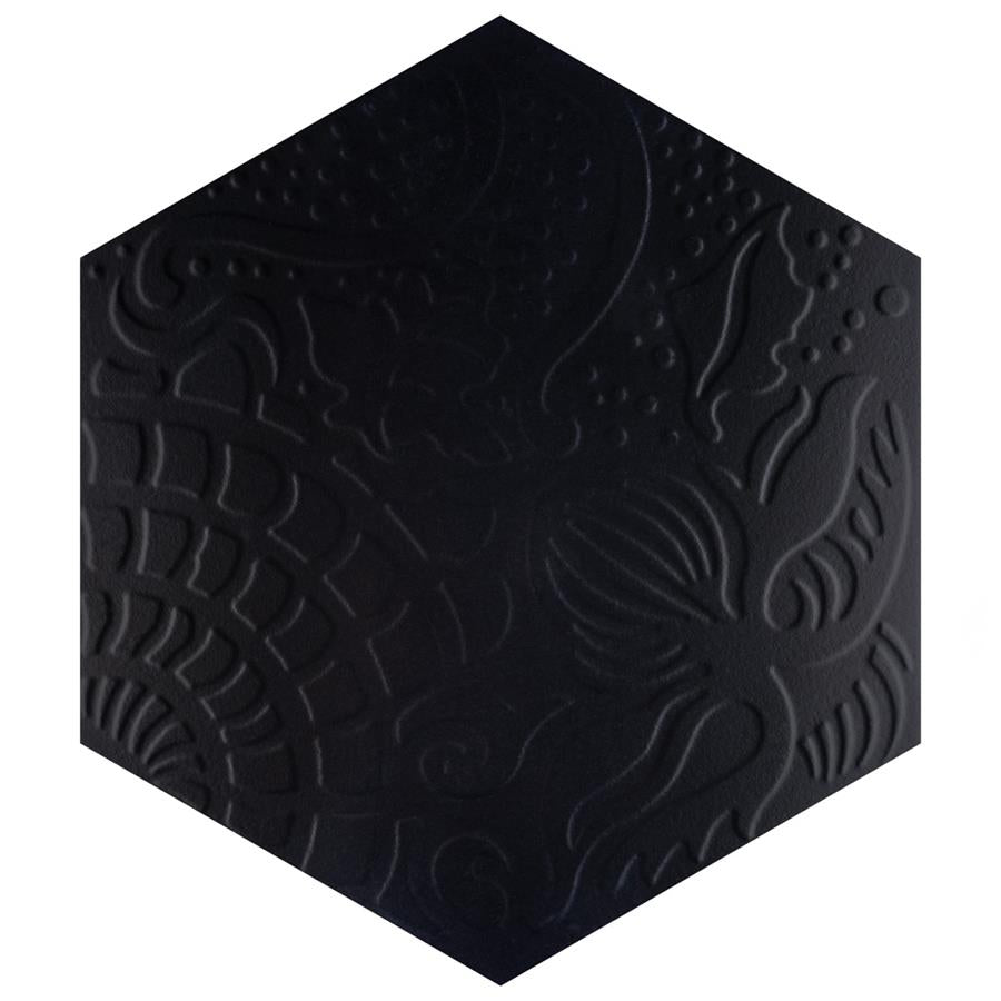 SomerTile - Gaudi 19&quot; x 22&quot; Porcelain Hex Tile - Grand Black